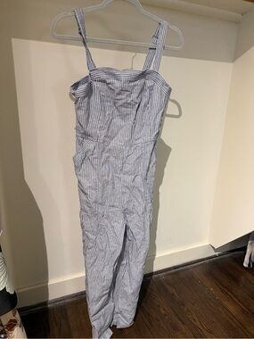 Old Navy Blue and White Striped Cotton Jumpsuit
